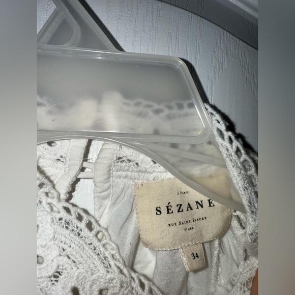 Sezane Like New White Tizio Lace Detail Blouse - Picture 7 of 12